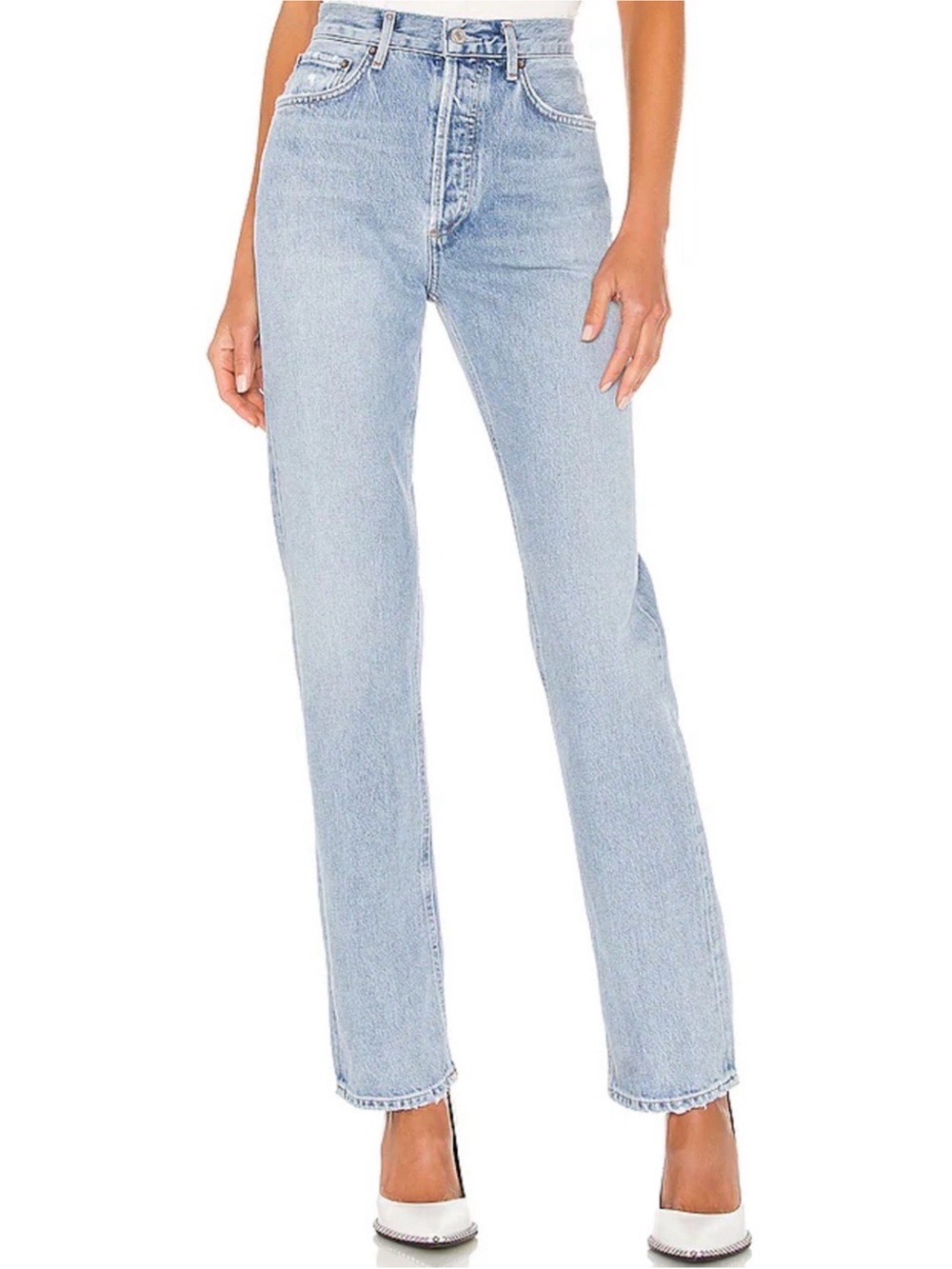 Agolde Lana Straight Leg Riptide Wash Lightly Distressed Jeans Sz 29 NWT - Picture 3 of 15